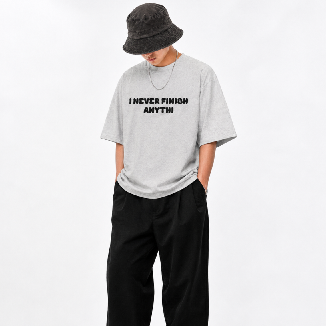 I Never Finish Anything Unisex Oversized Oops Tee