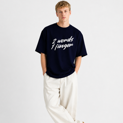 2 Words 1 Finger Unisex Oversized Oops Tee