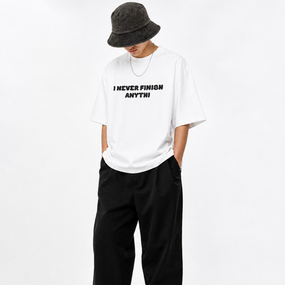 I Never Finish Anything Unisex Oversized Oops Tee